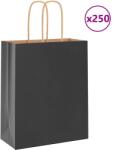 vidaXL 250 db fekete papírzacskók fogantyúkkal 18x8x22 cm (4101642)