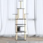 vidaXL világosszürke macskabútor szizál kaparófákkal 183 cm (171483)