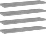 vidaXL 4 db betonszürke szerelt fa könyvespolc 40 x 10 x 1, 5 cm (805130)