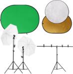 vidaXL fotóstúdió szett fénykészlettel/háttérképernyővel/reflektorral (3143948)