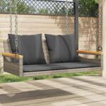 vidaXL szürke polyrattan hintapad párnákkal 109 x 62 x 40 cm (368147)