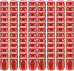 vidaXL 96 db 230 ml-es befőttesüveg piros tetővel (50801)