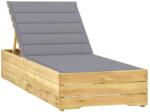 vidaXL impregnált fenyőfa napozóágy szürke párnával (3065910)