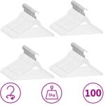 vidaXL 100 db fehér csúszásmentes keményfa ruhaakasztó (289916)