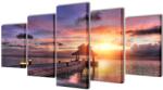 vidaXL Nyomtatott vászon falikép szett tengerpart pavilonnal 200 x 100 cm (241567)