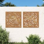 vidaXL 2 db rózsamintás corten acél kerti faldísz 55 x 55 cm (824507)