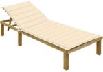 vidaXL impregnált fenyőfa napozóágy krémszínű párnával (3065821)