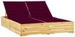 vidaXL impregnált fenyőfa kétszemélyes napozóágy bordó párnákkal (3065978)