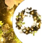 vidaXL fekete PVC karácsonyi koszorú LED-ekkel 60 cm (321518)