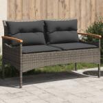 vidaXL szürke polyrattan kerti pad párnával 116 x 62, 5 x 74 (368402)