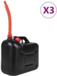 vidaXL 3 db fekete műanyag üzemanyagkanna rugalmas kifolyóval 20 L (155047)