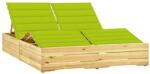 vidaXL impregnált fenyőfa kétszemélyes napozóágy élénkzöld párnákkal (3065995)