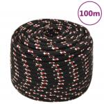 vidaXL fekete polipropilén hajókötél 12 mm 100 m (152354)