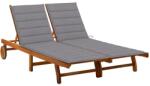 vidaXL 2 személyes tömör akácfa kerti napozóágy párnával (3061375)