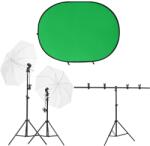 vidaXL fotóstúdió-felszerelés fénykészlettel és háttérképernyővel (3143945)