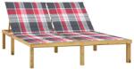 vidaXL impregnált fenyőfa kétszemélyes napozóágy párnákkal (3065892)