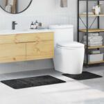 vidaXL Csúszásmentes fürdőszőnyeg készlet 2 pcs Sötétszürke PP (4019854)