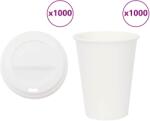 vidaXL 1000 db papír kávéscsészék fedővel 12oz 300ml (3325217)