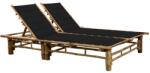 vidaXL kétszemélyes bambusz napozóágy párnákkal (3063952)