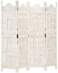 vidaXL 4-paneles fehér mangófa kézzel faragott térelválasztó 160x165cm (285319)