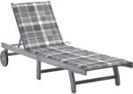 vidaXL szürke tömör akácfa kerti napozóágy párnával (3061373)