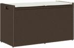 vidaXL barna polyrattan kültéri tárolópad párnával 100 cm (4104061)