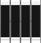 vidaXL fekete 4 paneles paraván 160 x 180 cm (320705)