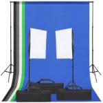 vidaXL fotóstúdió-felszerelés lámpákkal és háttérrel (3094765)
