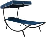 vidaXL kék kültéri napellenzős napozóágy párnával (313535)