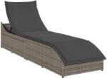 vidaXL összecsukható napozóágy párnával és tárolóval szürke polyrattan (4104222)