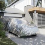 vidaXL ezüstszínű teljes autóhuzat SUV-hoz csatos hevederekkel M (4008930)