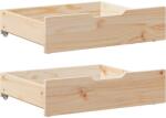 vidaXL 2 db tömör fenyőfa ágy alatti fiók kerekekkel 75 x 55 x 17 cm (850932)