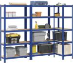 vidaXL 3 db 5-szintes kék acél és szerelt fa tárolópolc (3307592)