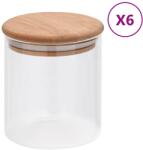 vidaXL 6 db üvegedény bambuszfedéllel 600 ml (150694)