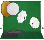 vidaXL fotóstúdió-felszerelés lámpákkal, háttérrel és reflektorral (3094657)