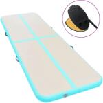 vidaXL zöld PVC felfújható tornaszőnyeg pumpával 600 x 100 x 10 cm (91923)