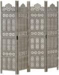 vidaXL 4-paneles szürke mangófa faragott térelválasztó 160 x 165 cm (285322)