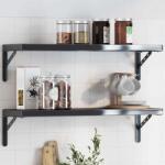 vidaXL 4 db fekete rozsdamentes acél polctartó 23, 5x2, 5x15, 5 cm (30303)