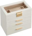 SONGMICS 3 fiókkal és üvegtetővel felhőfehér JBC161W01