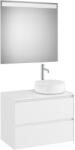 Roca Ona két fiókos mosdószekrény Pack tükörrel, jobboldali ráültethető mosdóhoz, matt fehér színben 794 x 457 (A851715509)