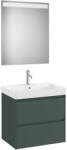 Roca Ona két fiókos mosdószekrény Pack mosdóval, tükörrel, matt zöld színben 650 x 460 (A851705513)