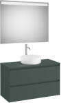 Roca Ona két fiókos mosdószekrény Pack ráültethető mosdóhoz, tükörrel, matt zöld színben (994 x 457) (A851718513)