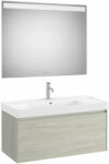 Roca Ona egy fiókos mosdószekrény Pack tükörrel, A32768A000 mosdóval, világos tölgy színben (A851702512)