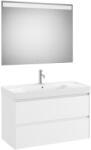 Roca Ona két fiókos mosdószekrény Pack tükörrel, A32768A000 mosdóval, matt fehér színben (A851709509)