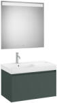 Roca Ona egy fiókos mosdószekrény Pack balos mosdóval, tükörrel, matt zöld színben 800 x 460 (A851722513)