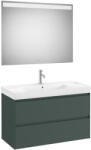 Roca Ona két fiókos mosdószekrény Pack tükörrel, A32768A000 mosdóval, matt zöld színben (A851709513)