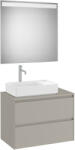 Roca Ona két fiókos mosdószekrény Pack tükörrel, baloldali ráültethető mosdóhoz, matt szürke színben 794 x 457 (A851717510)