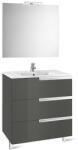 Roca Pack Victoria-N Family szett, alsószekrény, mosdó, tükör, lámpa (800) Antracit szürke (A855847153)