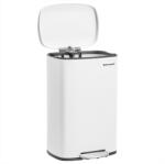 SONGMICS 50L Pedálos Kuka Fehér Acél Szemeteskuka Puha Záródással (EUZ-LTB101W01V1)