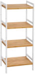 SONGMICS Bambusz Tárolópolc Fehér Vázzal 4 Szintes Fürdőszobai Állvány (EUZ-BCB74WN)